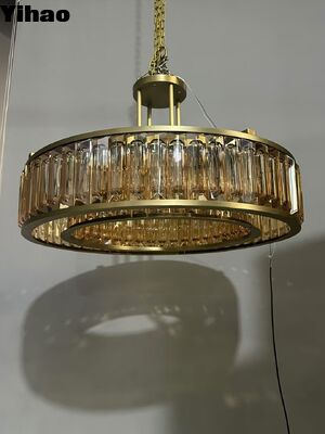 주문 현대 럭셔리 청동 몸체 K9 크리스탈 그림자 3500K 따뜻한 흰색 선데일러 Pendant Light 온라인 제품