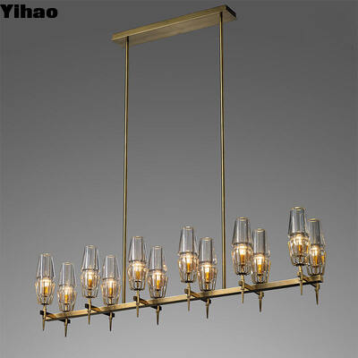 주문 사용자 정의 가능한 디자인 구리 및 유리 텐더 라이트 50000 시간 수명 현대 럭셔리 캔들리어 온라인 제품