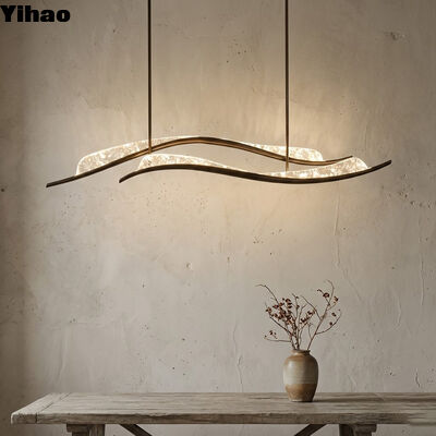 주문 YH 미니멀리즘 고대 청동 청동 사다리 크리스탈 그림자와 3500K 따뜻한 흰 LED 조명 식사실 온라인 제품