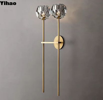 헥사고널 맑은 K9 유리 벽에 장착 침대 옆 램프 닦은 니켈 마무리