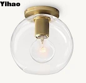 불린 유리 그림자 고급 천장 조명 청동 플러시 마운트 조명 40w