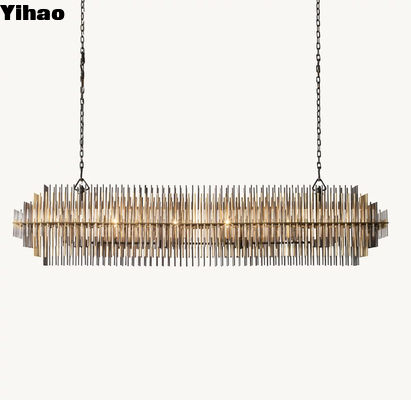 청동 유리 매달린 검은 LED 로이어 캔들리어 크롬 마무리 60 와트