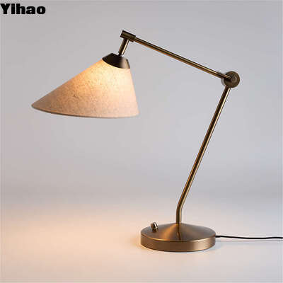 실내 거실용 천연 린 쉐이드와 드럼 모양 디자인의 고대 연금 테이블 램프