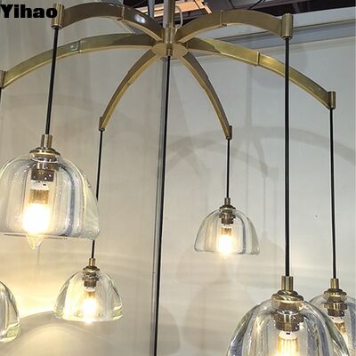 럭셔리 주방용 3500K 따뜻한 흰색 LED로 손으로 만든 청동 및 크리스탈 선데리어